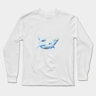 watercolor humpback whale drawing Long Sleeve T-Shirt